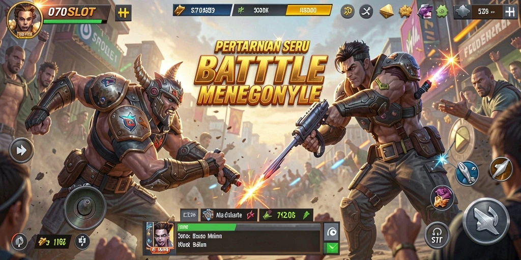 Tangkapan layar 070SLOT menampilkan intensitas aksi Battle Royale.