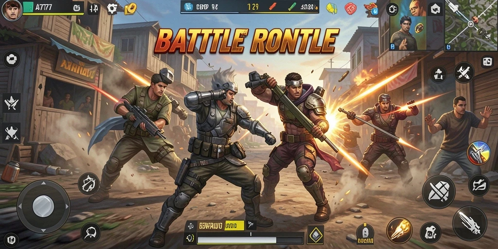 Screenshot game A7777 menampilkan aksi seru Battle Royale.