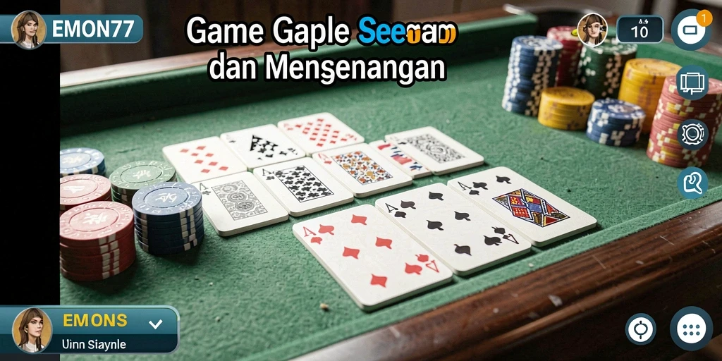 Screenshot EMON77 menampilkan gameplay Gaple yang seru.