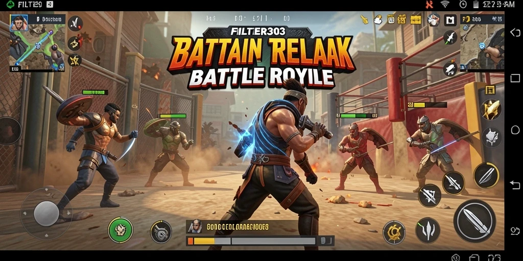 Tampilan aksi seru dalam game Battle Royale FILTER303.