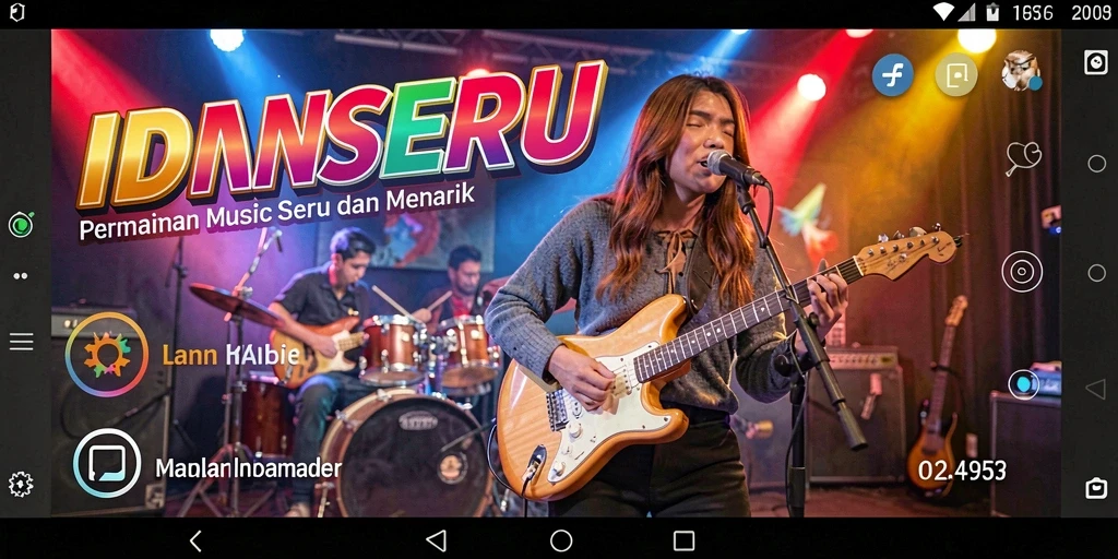 Tampilan gameplay IDNSERU dengan berbagai pilihan lagu musik.