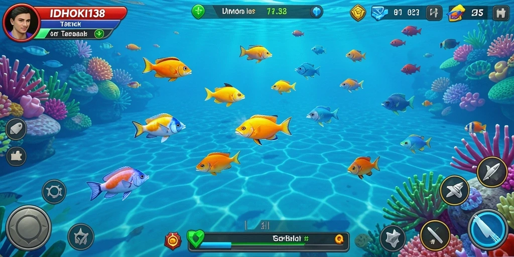 Screenshot tampilan gameplay Tembak Ikan yang menyenangkan dan seru.