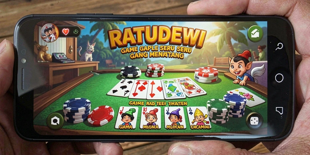 Screenshot gameplay seru dari RATUDEWI yang menampilkan permainan Gaple.