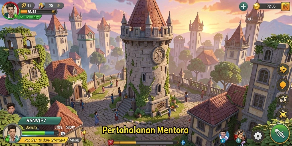 Screenshot gameplay RSNVIP7 yang menunjukkan aksi seru Tower Defense.