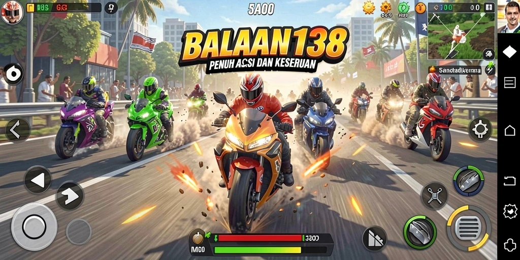 Tangkapan layar SATSET138 menampilkan aksi balapan motor yang mendebarkan.