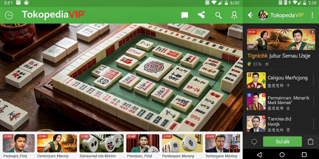 Screenshot gameplay TOKOPEDIAVIP menampilkan suasana permainan Mahjong yang menarik.
